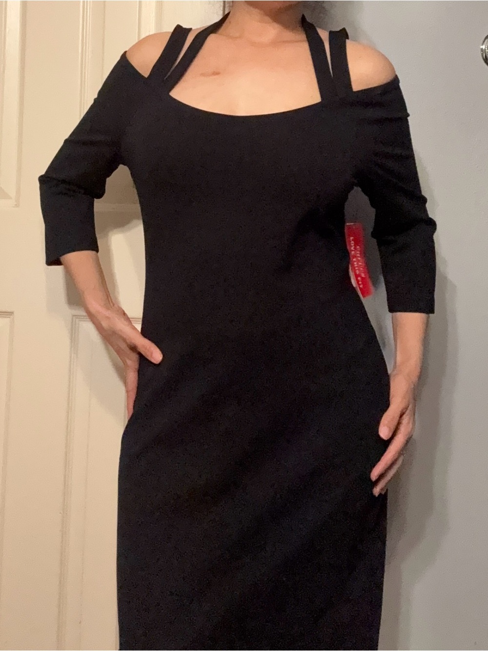 BOLD elements off the shoulder Black Dress
